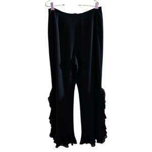 J.R. NITES by CALIENDO size 12 black formal pants ruffled slit hem cropped
